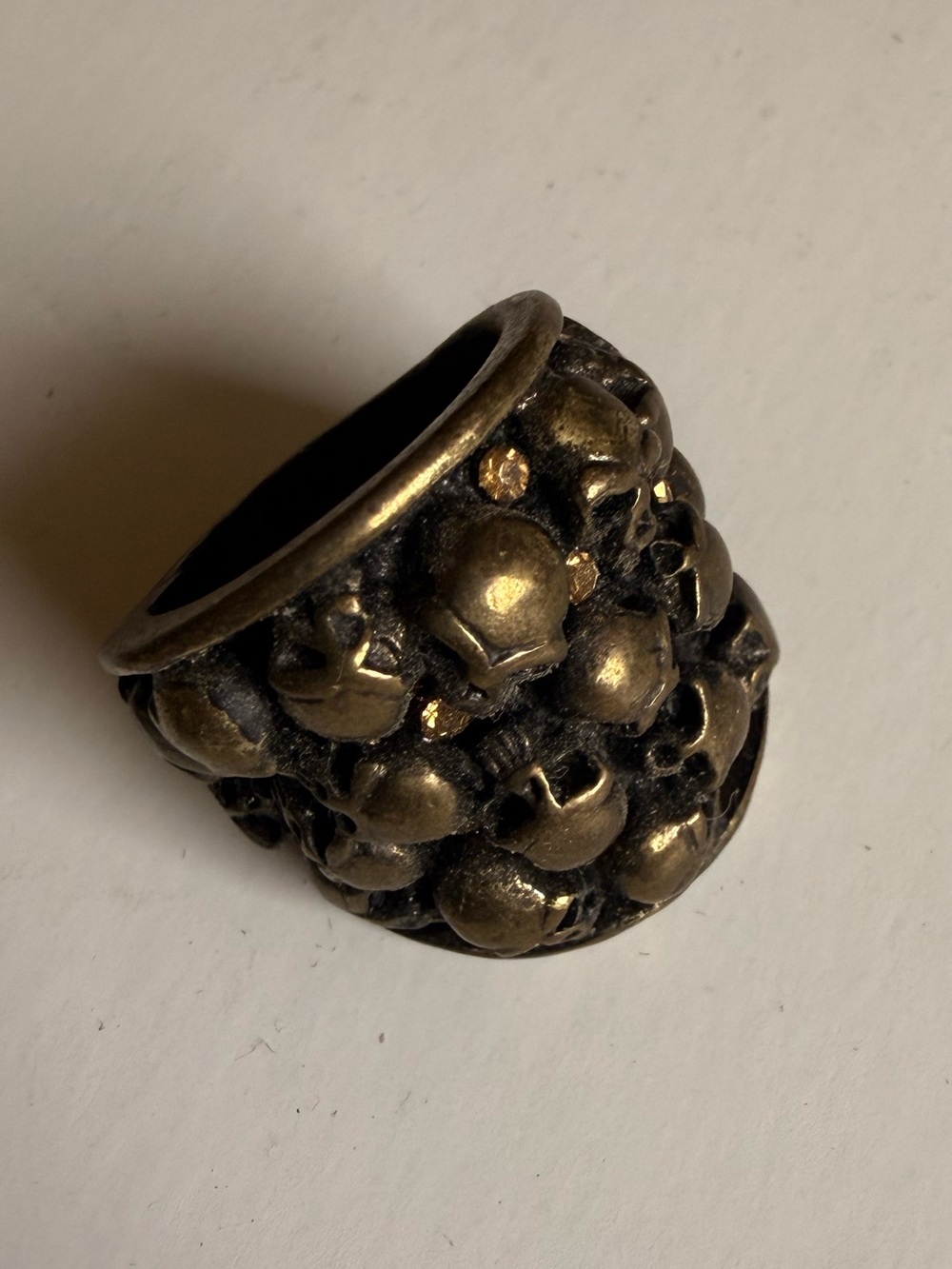 Clustered Skull Dome Ring in Antique Brass Tone